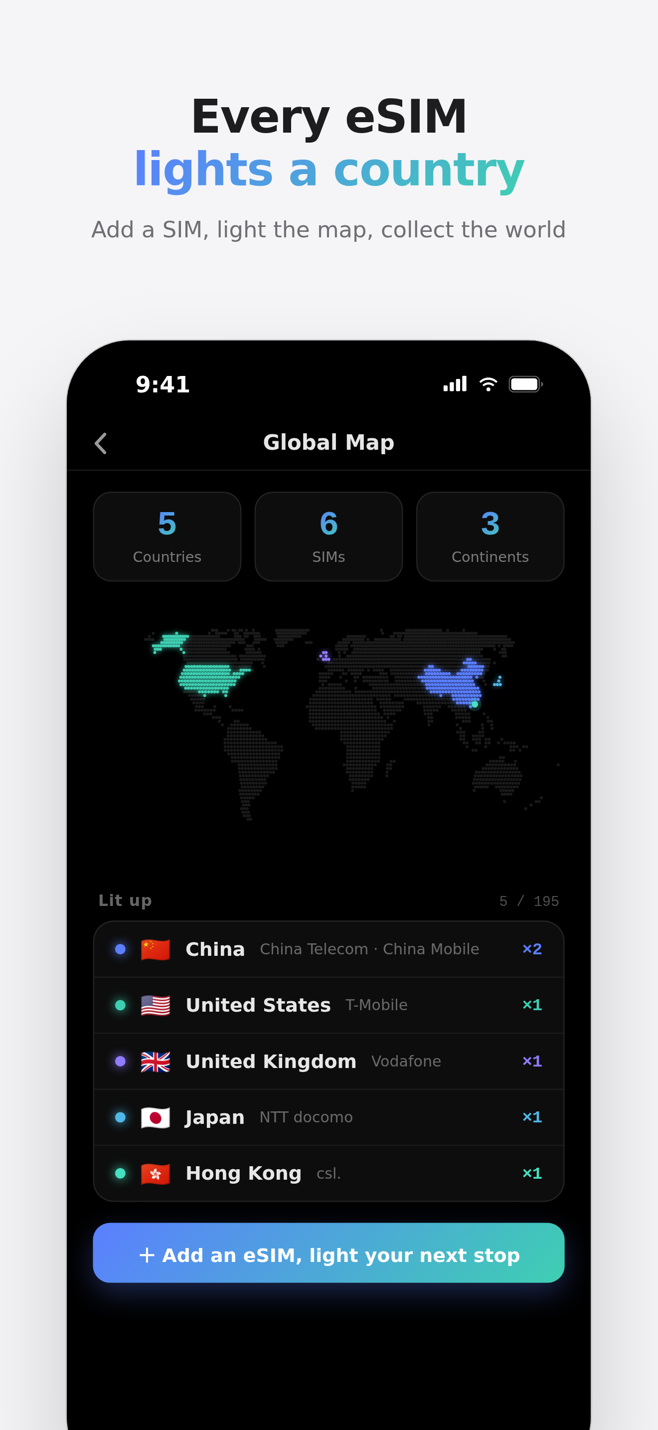 Every eSIM lights a country