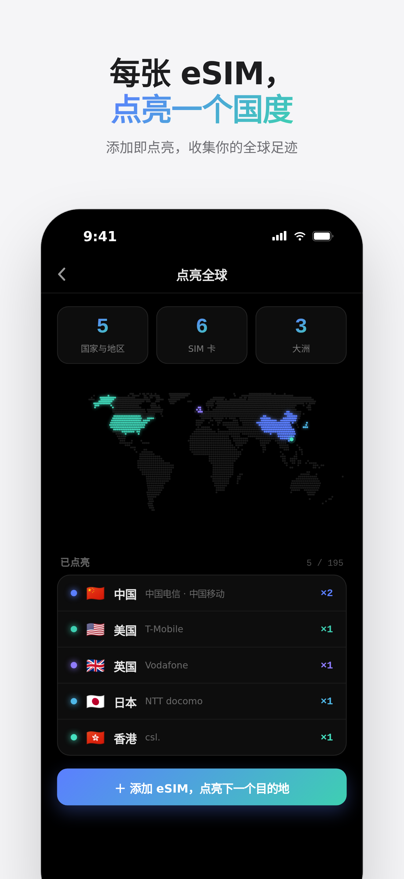 每张 eSIM，点亮一个国度